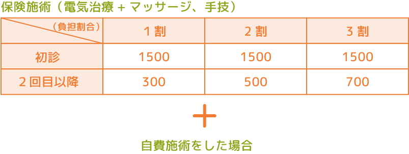 保険施術(電気治療+マッサージ、手技)