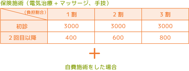 保険施術(電気治療+マッサージ、手技)